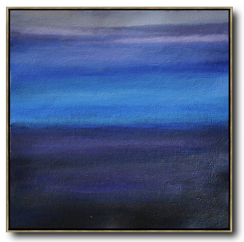 Handmade Large Contemporary Art,Oversized Abstract Landscape Painting,Acrylic Painting On Canvas,Gray,Blue,Black.etc